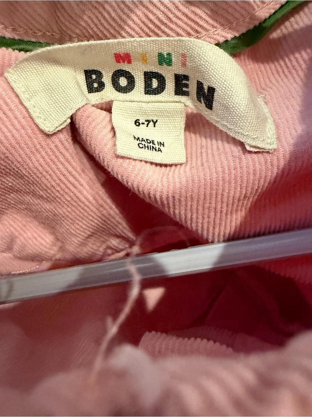 Mini Boden eloquent pink scallop neck dress long sleeve size 6-7